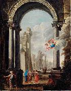 ARCHITECTURAL CAPRICCIO WITH THE HOLY FAMILY unknow artist